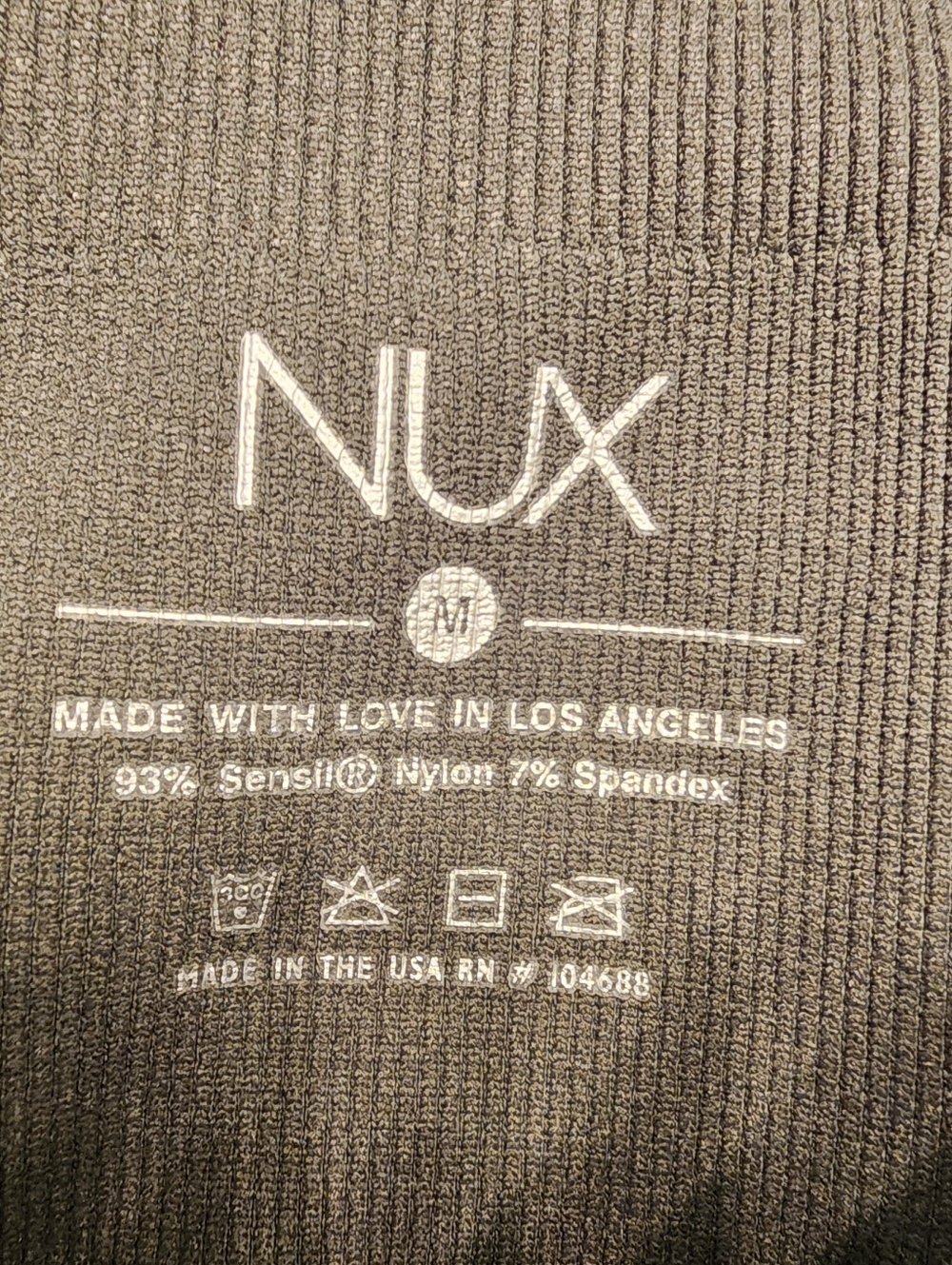 NUX Active Ribbed High Compression Leggings In Dark Olive Size SM and MED - Picture 9 of 9